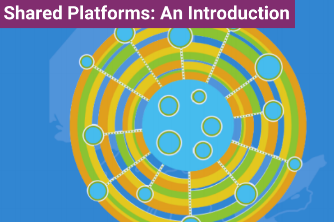 Stylized image of multiple circles, connected by lines to show a network